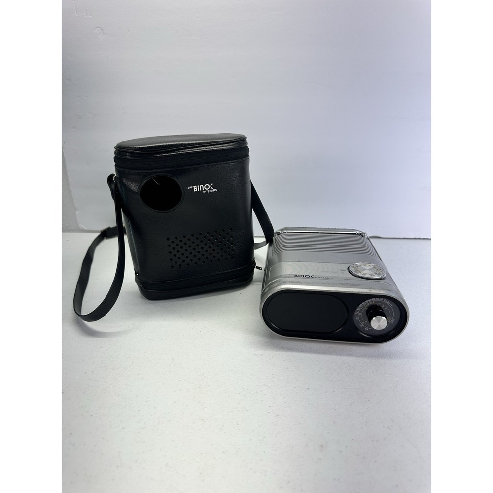 Vintage 1980 Sears BINOC Portable B&W TV AM/FM Radio Case TESTED WORKING